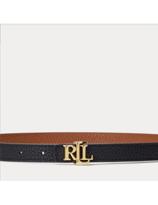 RALPH LAUREN- Cintura double face martellata con logo