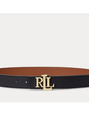 RALPH LAUREN- Cintura double face martellata con logo