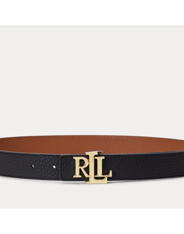 RALPH LAUREN- Cintura double face martellata con logo