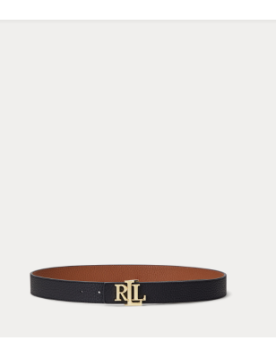 RALPH LAUREN- Cintura double face martellata con logo