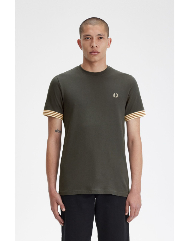 FRED PERRY- T-Shirt Con Bordo Manica A Righe