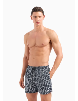 Emporio Armani- Costume shorts con pattern Small logo