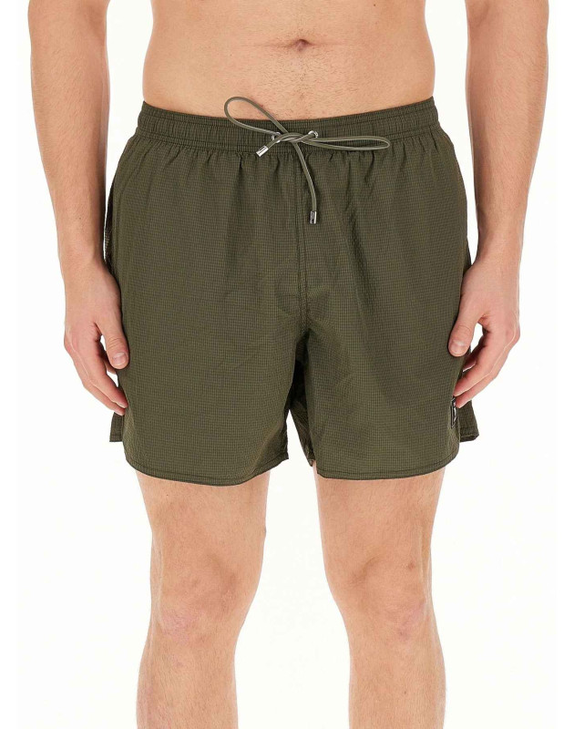 Emporio Armani- Costume shorts in nylon seersucker Black label