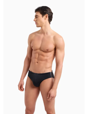 Emporio Armani- Costume slip in nylon stretch riciclato Logotape ASV