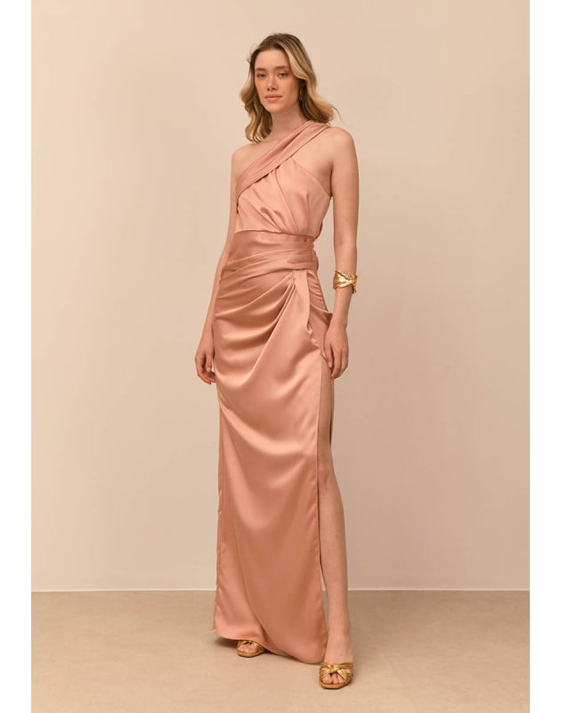 Guglielmo Bonini - KENDRA Maxi abito monospalla in satin