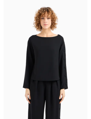 EMPORIO ARMANI- Blusa in tecno cady con bottoni su manica