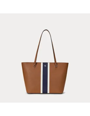 RALPH LAUREN- Tote Karly media in pelle a righe