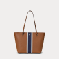 RALPH LAUREN- Tote Karly media in pelle a righe