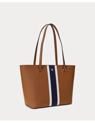 RALPH LAUREN- Tote Karly media in pelle a righe