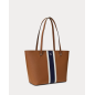 RALPH LAUREN- Tote Karly media in pelle a righe