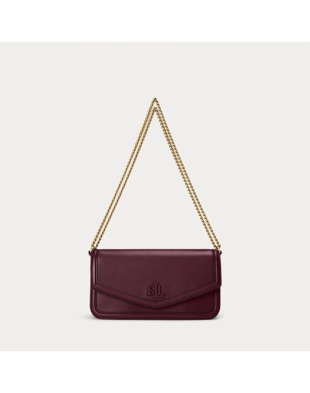 RALPH LAUREN- Borsa Sawyer media in cuoio nappa