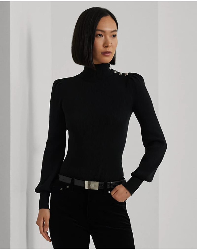 RALPH LAUREN- Maglia con collo a lupetto e bottoni