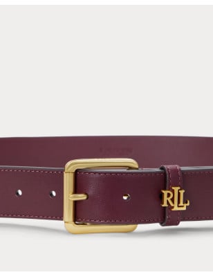 RALPH LAUREN- Cintura in pelle con logo sul passante