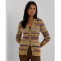 RALPH LAUREN- Cardigan Fair Isle in cotone e lino