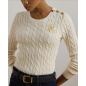 RALPH LAUREN- Maglione in cotone a trecce con bottoni