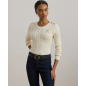 RALPH LAUREN- Maglione in cotone a trecce con bottoni