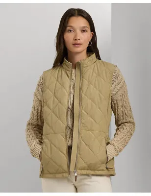 RALPH LAUREN- Gilet a lupetto trapuntato a rombi logo