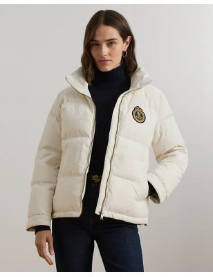 RALPH LAUREN- Piumino con collo a imbuto e stemma