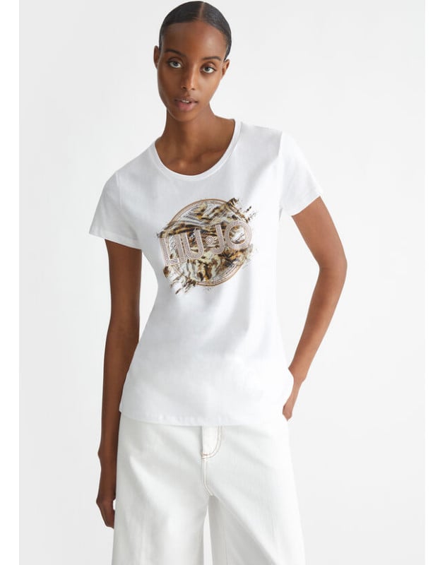 LIU JO- T-shirt con stampa animalier