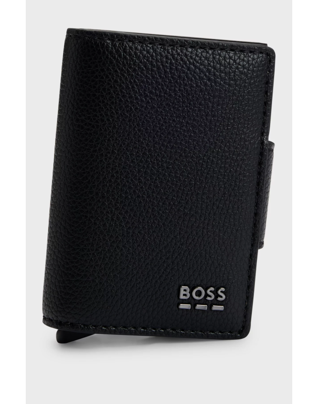 H. BOSS- Portatessere in similpelle martellata con custodia in alluminio