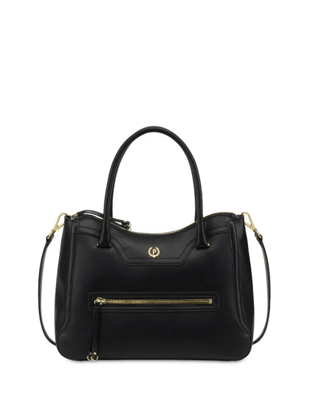 POLLINI- Borsa Doppio Manico Zipper Nero