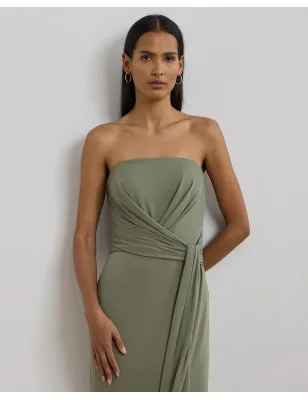 RALPH LAUREN- Abito senza spalline in jersey plissettato