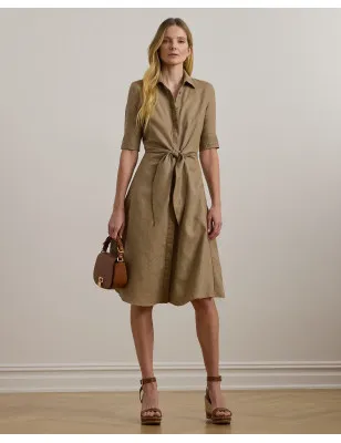 RALPH LAUREN- Chemisier in lino con chiusura con lacci