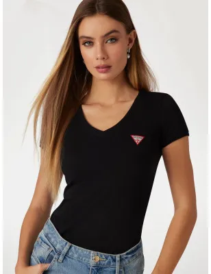 GUESS- T-shirt stretch logo Triangolo piccolo