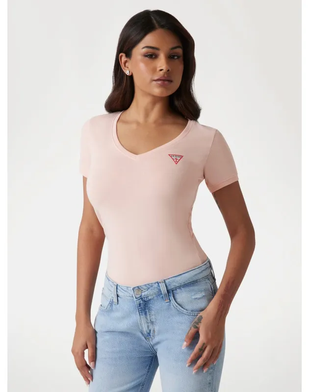 GUESS- T-shirt stretch logo Triangolo piccolo