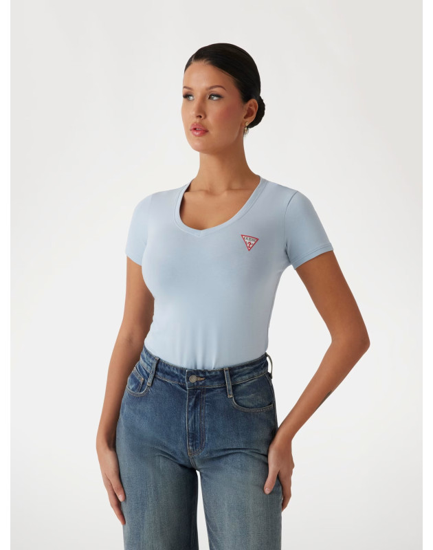 GUESS- T-shirt stretch logo Triangolo piccolo