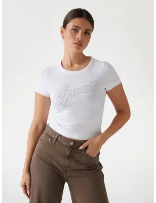 GUESS- T-shirt con logo con borchie