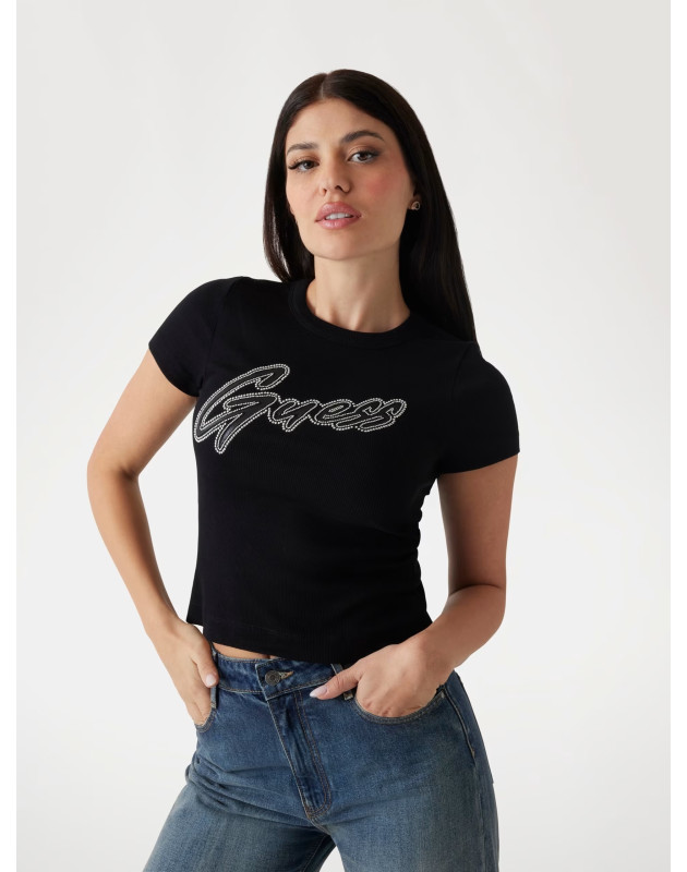 GUESS- T-shirt con logo con borchie GUESS- T-shirt con logo con borchie