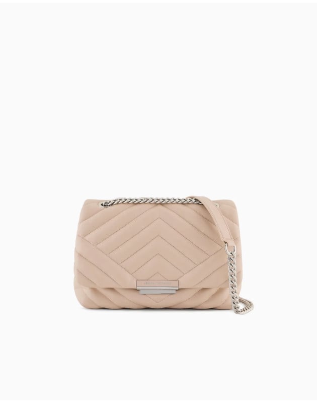 ARMANI EXCHANGE- Borsa a spalla in materiale matelassè con dettagli metal