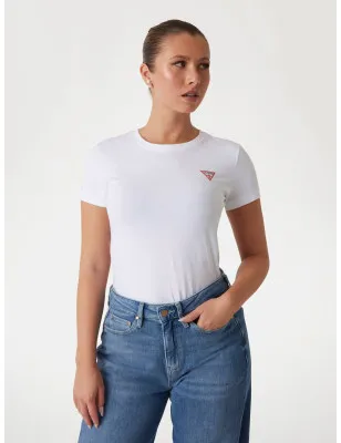 GUESS- T-shirt stretch logo piccolo triangolo