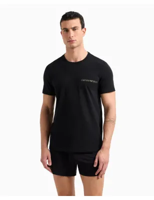 EMPORIO ARMANI- Confezione da 2 T-shirt loungewear con logo  in jersey di cotone elasticizzato