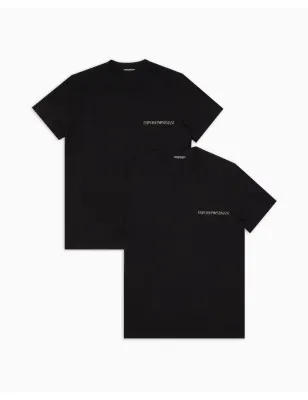 EMPORIO ARMANI- Confezione da 2 T-shirt loungewear con logo  in jersey di cotone elasticizzato