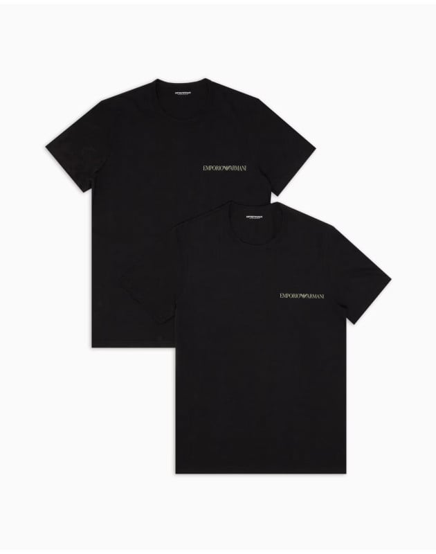 EMPORIO ARMANI- Confezione da 2 T-shirt loungewear con logo  in jersey di cotone elasticizzato