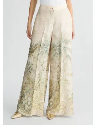 LIU JO- Pantaloni a palazzo in twill stampato