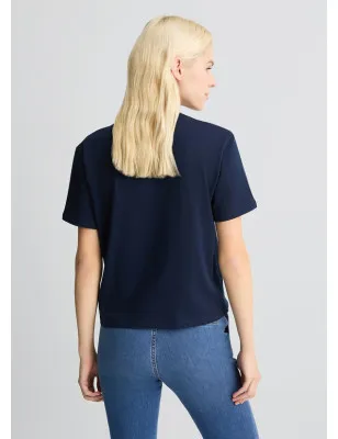 LIU JO- T-shirt in cotone con ricamo e strass
