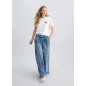 LIU JO- T-shirt in cotone con ricamo e strass