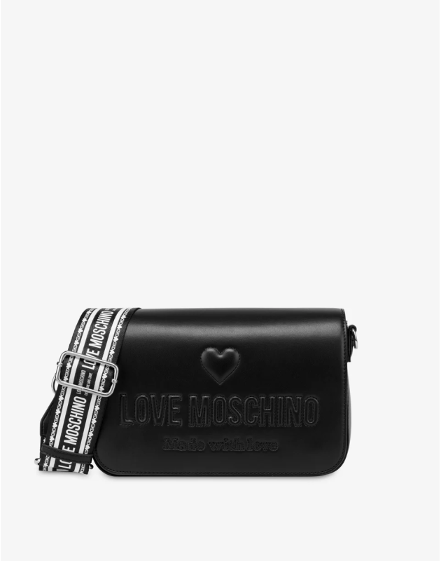 MOSCHINO- Borsa a tracolla con logo a rilievo