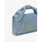 LOVE MOSCHINO- Clutch in denim con logo in metallo