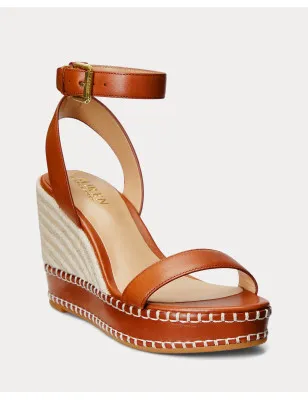 RALPH LAUREN- Espadrillas Hilarie in pelle brunita