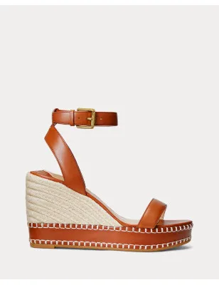 RALPH LAUREN- Espadrillas Hilarie in pelle brunita