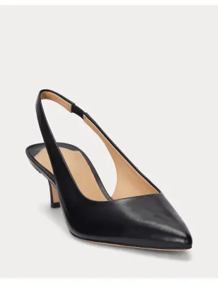 RALPH LAUREN- Décolleté Lolah in pelle brunita