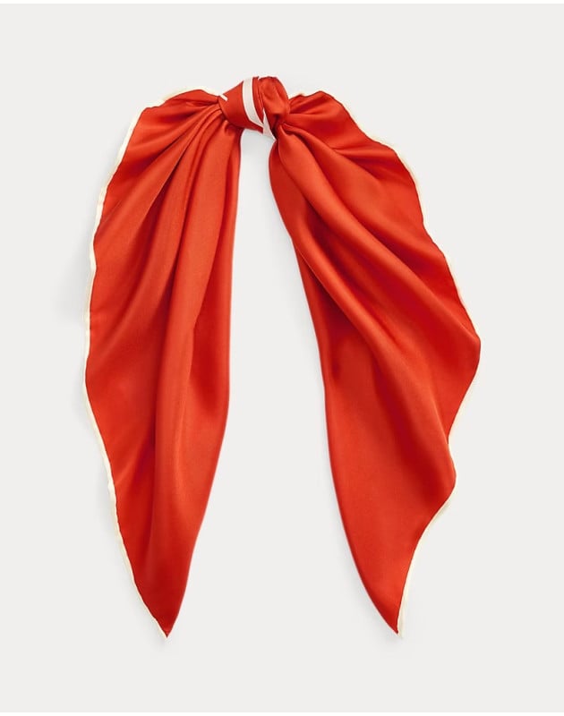 RALPH LAUREN- Foulard in seta bicolore con logo