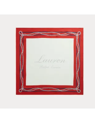 RALPH LAUREN- Foulard in Twill di Seta con logo stampato a catena