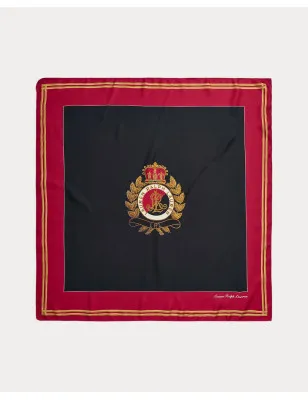 RALPH LAUREN- Foulard in twill di seta con stemma