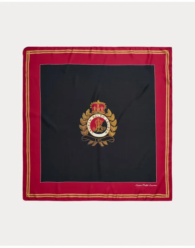 RALPH LAUREN- Foulard in twill di seta con stemma