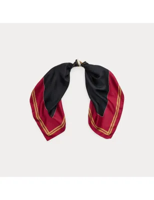 RALPH LAUREN- Foulard in twill di seta con stemma